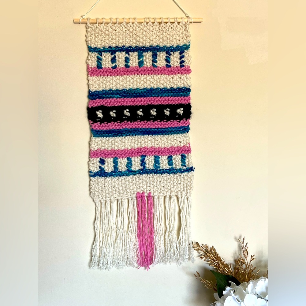 Knitted wall hanging.